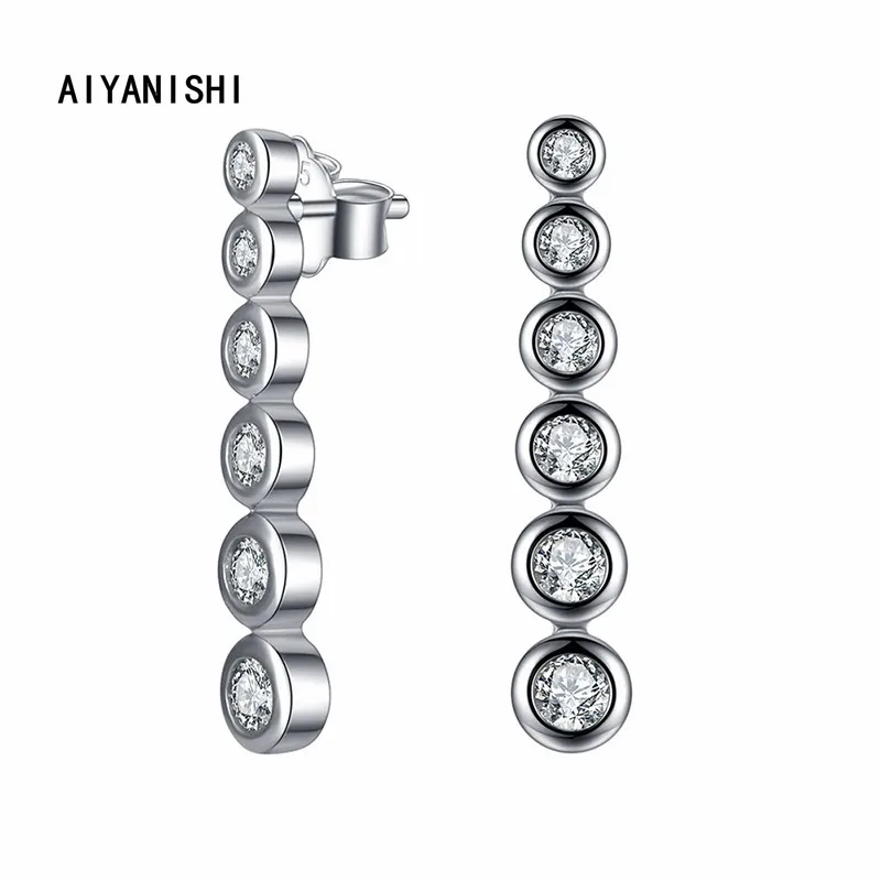 

AIYANISHI 925 Sterling Silver Dangle Earrings Row Drill Earrings Wedding Engagement Silver Chandelier Drop Earrings Gifts