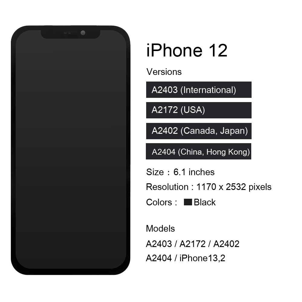 Pantalla LCD AAA incinc+ incell para iPhone 12, 12 Pro, montaje de repuesto de 5,8 pulgadas, digitalizador t&aacute;ctil-2