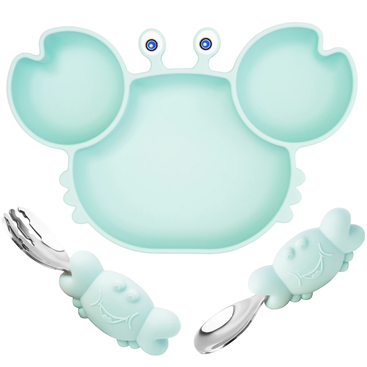 

Qshare Silicone Suction Plate for Toddlers Self Feeding Training Divided Plate Dish and Bowl,Fits for Most Highchairs Trays