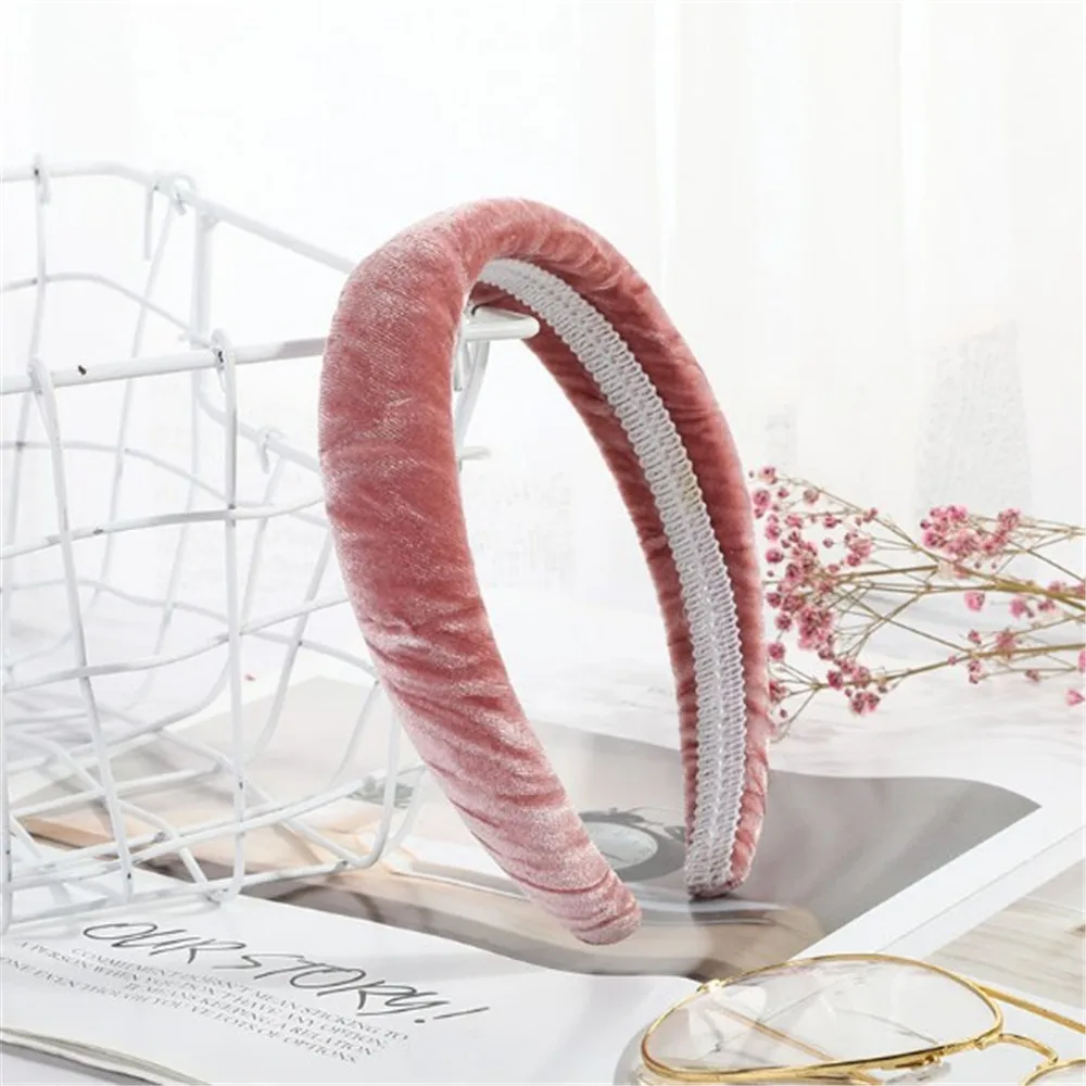 

European Style Fresh Pure Crumpled Diamond Velvet Sponge Headband Fashion Girl Headband