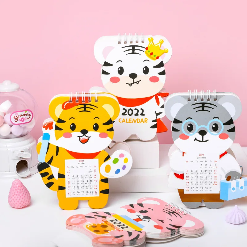 

1Pc Adorable Tiger Calendar 2022 Calendar Tabletop Calendar Coil Calendar Desk Calendar Office Desk Decor