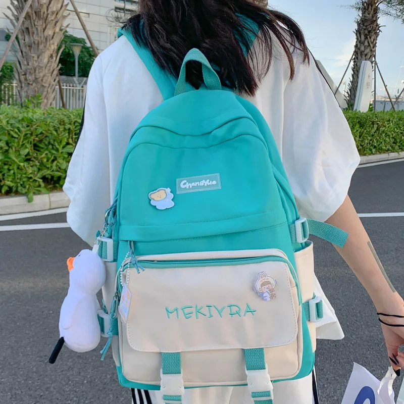 

DCIMOR Новый саржа женские рюкзаки из парусины кожаные женские мульти-карман цветовой контраст с Цвет дорожная сумка английская школьная сумк...