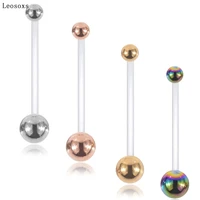leosoxs 1pcs new product transparent acrylic soft rod belly button ring for pregnant women soft rod rod piercing jewelry