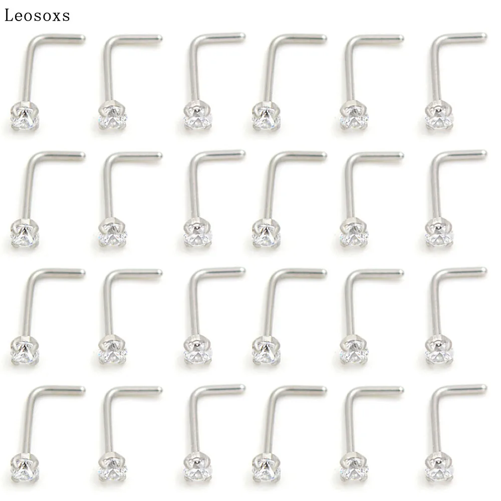 

Leosoxs 2pcs 2mm Round Curved Nose 7 Nose Nail Human Body Puncture Unisex Curved L-shaped