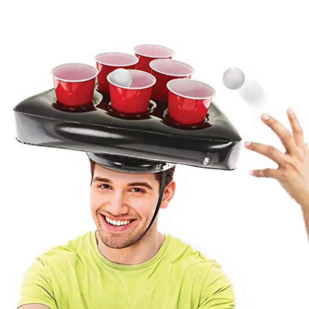 Inflatable Beer Pong Hat Ring Toss Game for Adult Swimming Pool Beach Party Fun
