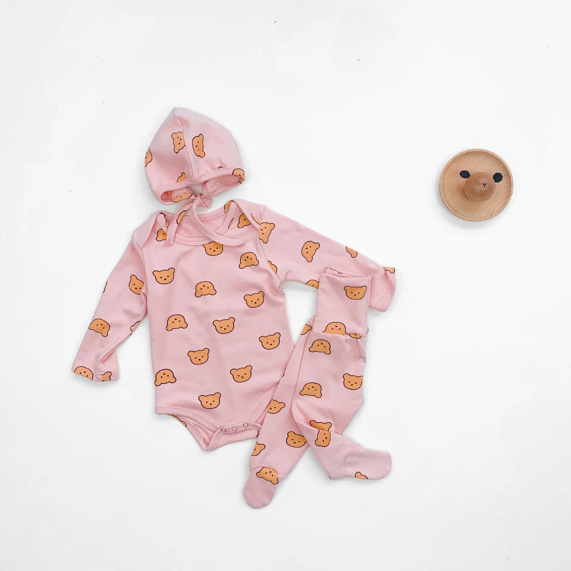 

Newborn Infant Baby Girls Clothes Cartoon Bears Print Long Sleeve Bodysuit+ Pants + Headband Toddler 3pcs Outfits Clothing Set