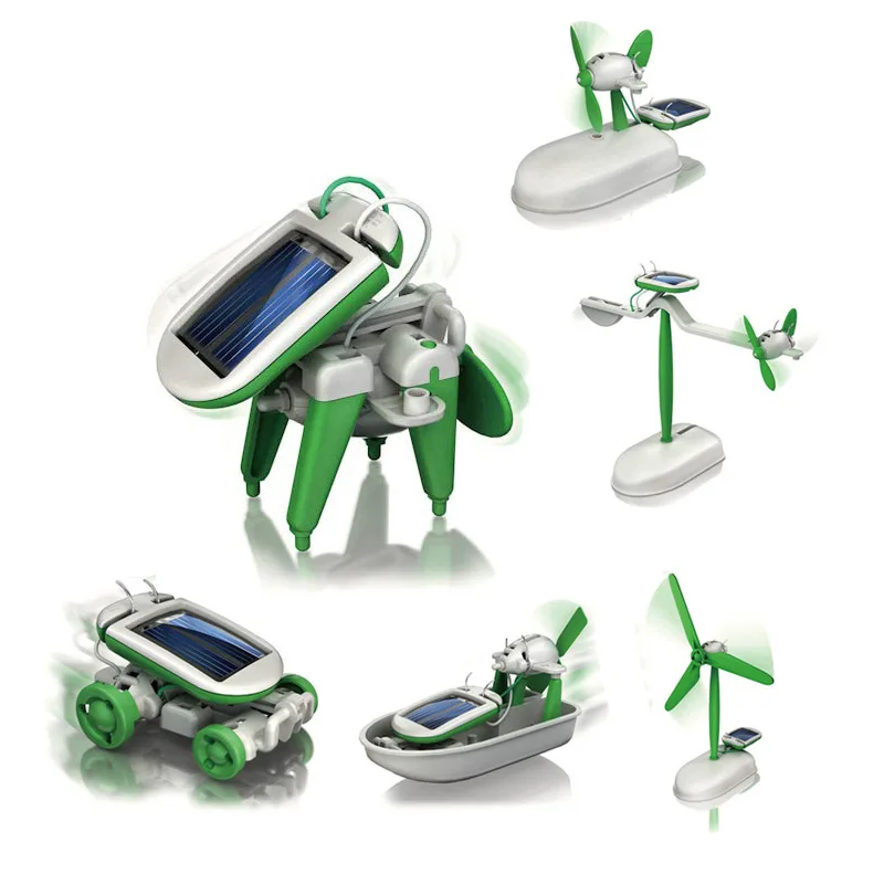 6-in-1 Solar-Power Robot Kit Toys Assembling Ship Fan Windmill Car Scientific Lab DIY Kids Educational Solar Gadgets 2020 | Игрушки и