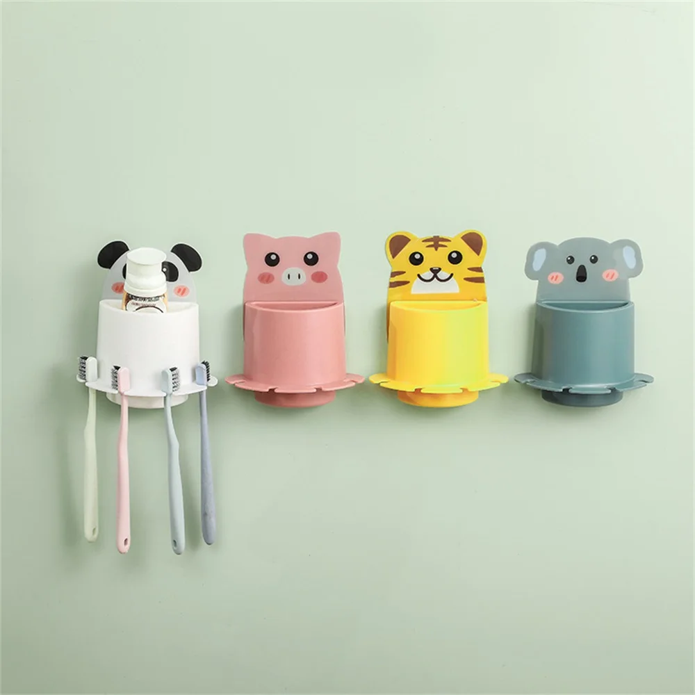 

1PC Simple Children ToothBrush Holders Wall-Mounted Cup Storage Rack Seamless Hook Holders Bathroom Pendant Anti-Fall Supplies