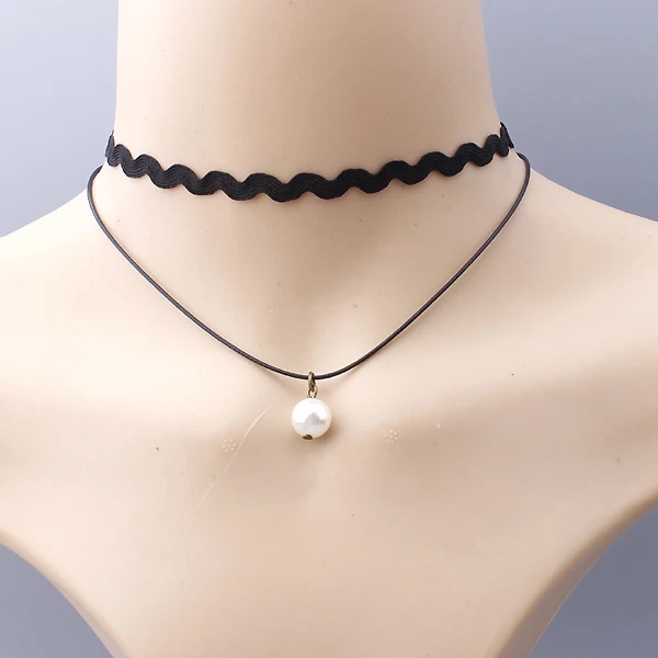 Ожерелье-чокер женское черное кружевное кожаное бархатное чокер в готическом