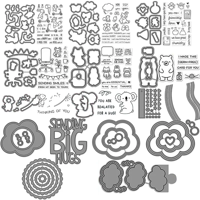 

Cute Koala Metal Cutting Dies&Matching Stamps For Scrapbooking DIY Craft Die Cut Card Making Embossing Stencil Decorations 05