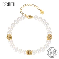 doteffil genuine natural freshwater baroque pearl bracelets bangles for women white pearl 925 silver gilt clasps jewelry gift