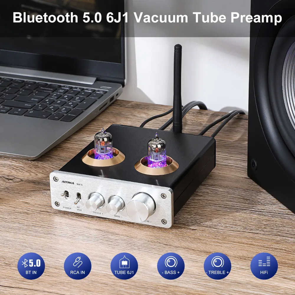 AIYIMA 6J1 Tube усилитель предусилитель HiFi Bluetooth 5 0 Аудио AMP с регулировкой звука высоких