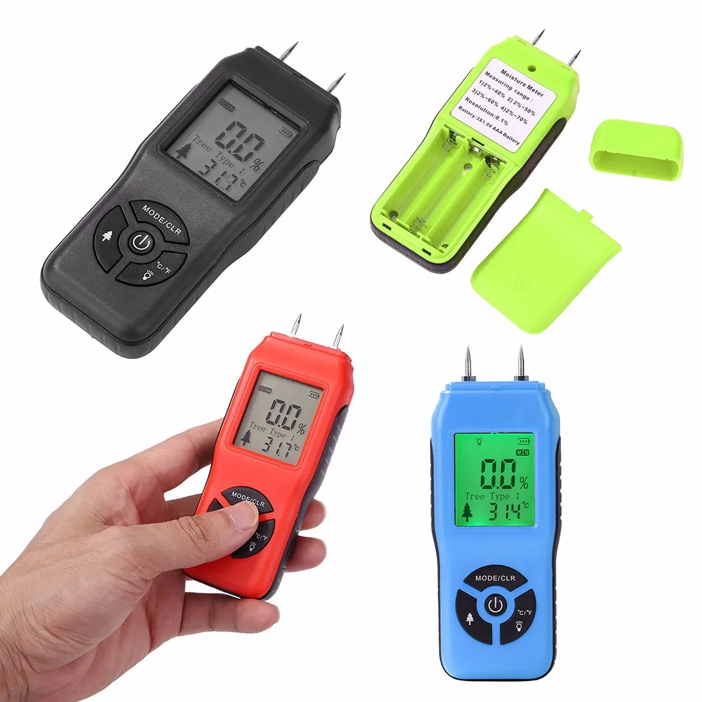 

Two Pins Digital 0-99.9% Wood Moisture Meter Paper Humidity Tester Wall Hygrometer Timber Damp Detector Large LCD Display
