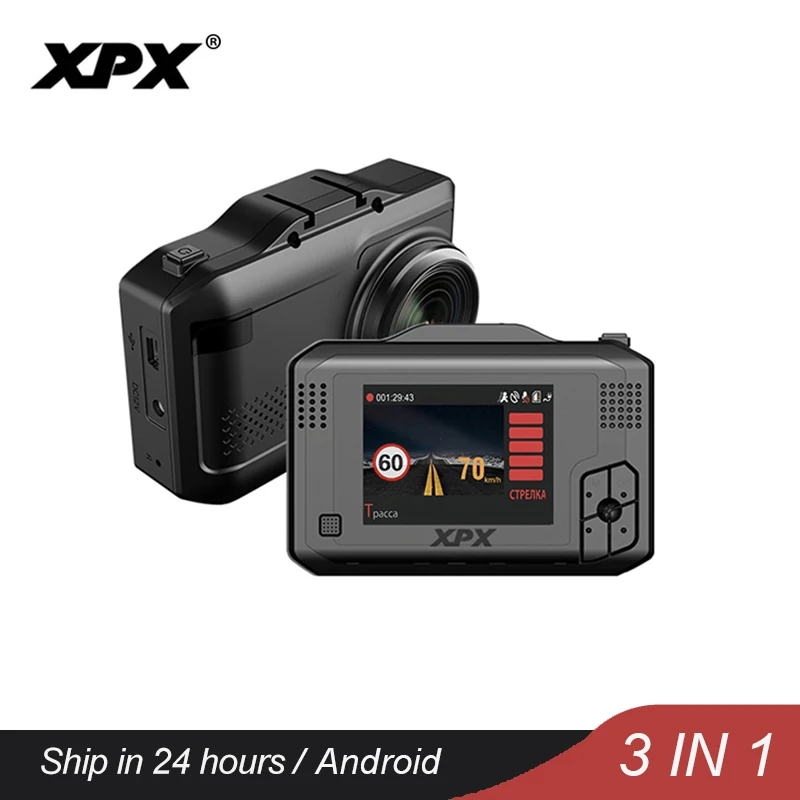 XPX Автомобильный видеорегистратор 3 в 1 Dash cam антирадарный detetor gps Ambarella A12 SFull HD 1296P