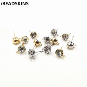 Новое поступление! 500 шт. Медь Материал Стразы Круглый Форма серьги-гвоздики для серьгисерьги аксессуарыдетали для серег сделай сам