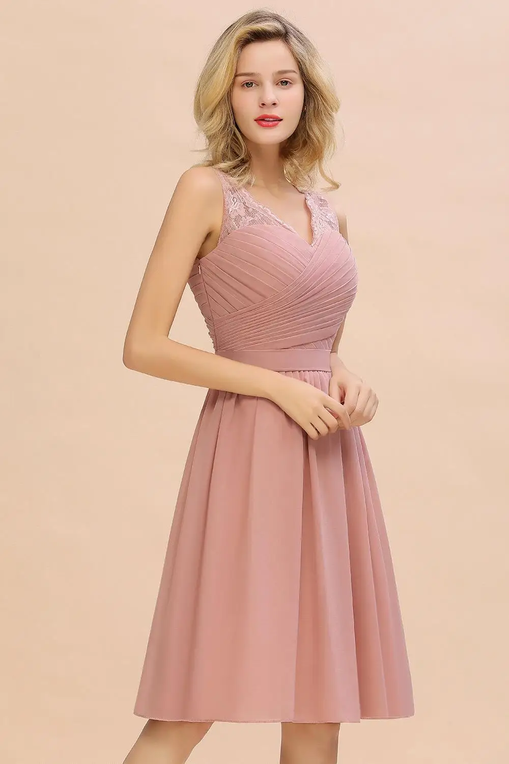 Bridesmaid Dresses Short Pink A-Line Sleeveless Formal Party Elegant Dress For Women Wedding vestidos fiesta boda | Свадьбы и