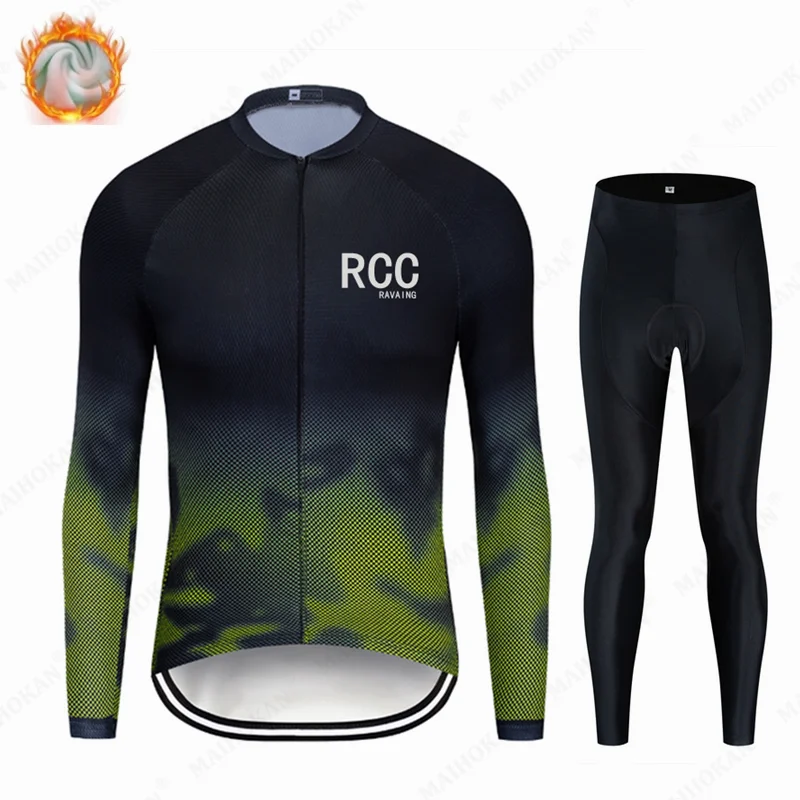 2022 RCC Триатлон Зимняя Теплая Флисовая мужская одежда с длинным рукавом для езды