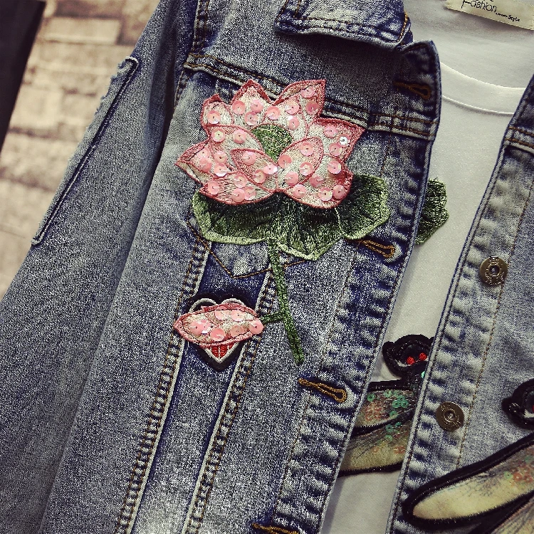 Весенне летняя женская джинсовая куртка в европейском стиле Женская приталенная