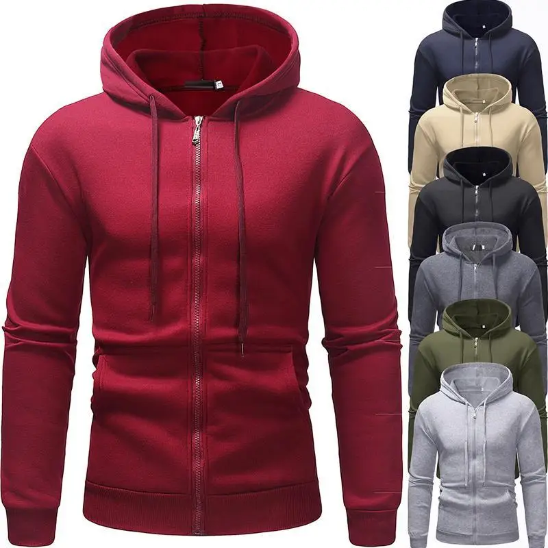 

2020 NEW Hip Hop Zipper Hooded Sweatshirt Men Casual Solid Hoodies Sweatshirts Male Brand Streetswear Jackets Red Black 3XL