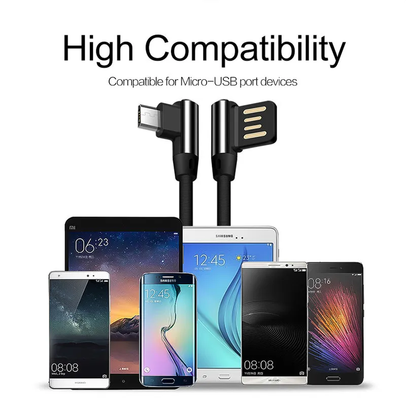 Плетеный 90 градусов под прямым углом type C/IOS/Micro USB кабель для быстрой синхронизации данных для iPhone Samsung Galaxy Note 10 Plus J5 J7