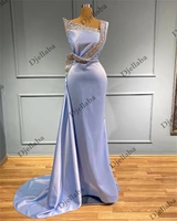 sexy one shoulder dress crystal sequins mermaid dresses pleat long evening gown party vestidos
