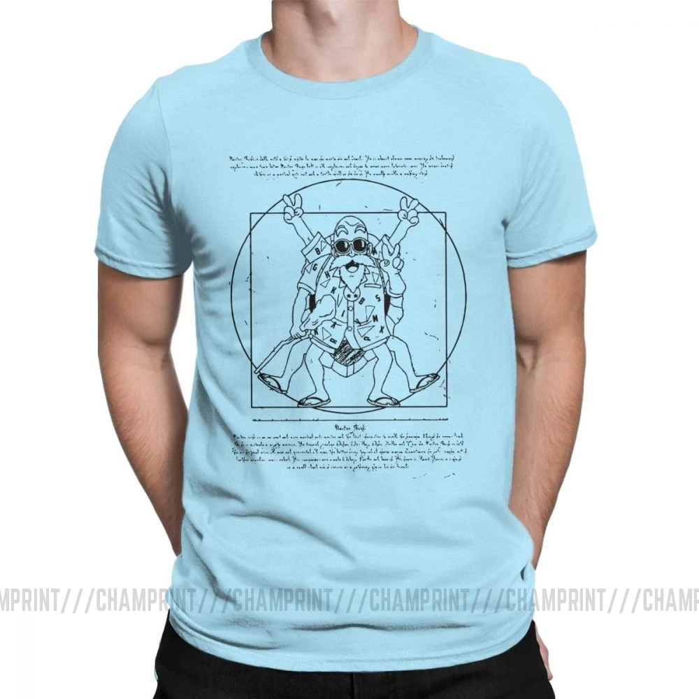 Мужская футболка Vitruvian Roshi Dragon Ball Z, забавная футболка из чистого хлопка с коротким рукавом, футболка Goku Super Saiyan Vegeta Dbz, футболка в стиле Харадзюку - Цвет: Небесно-голубой