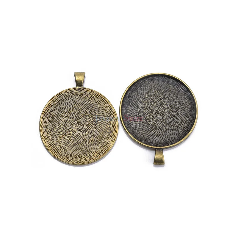 10 шт. серебряный цвет круглый пустой поднос базовый ободок подвеска настройка