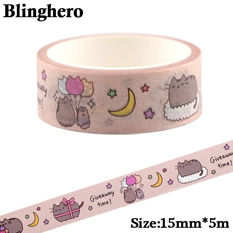 CA600 1 5 см x м милый кот Kawaii набор декоративного скотча васи японская бумага