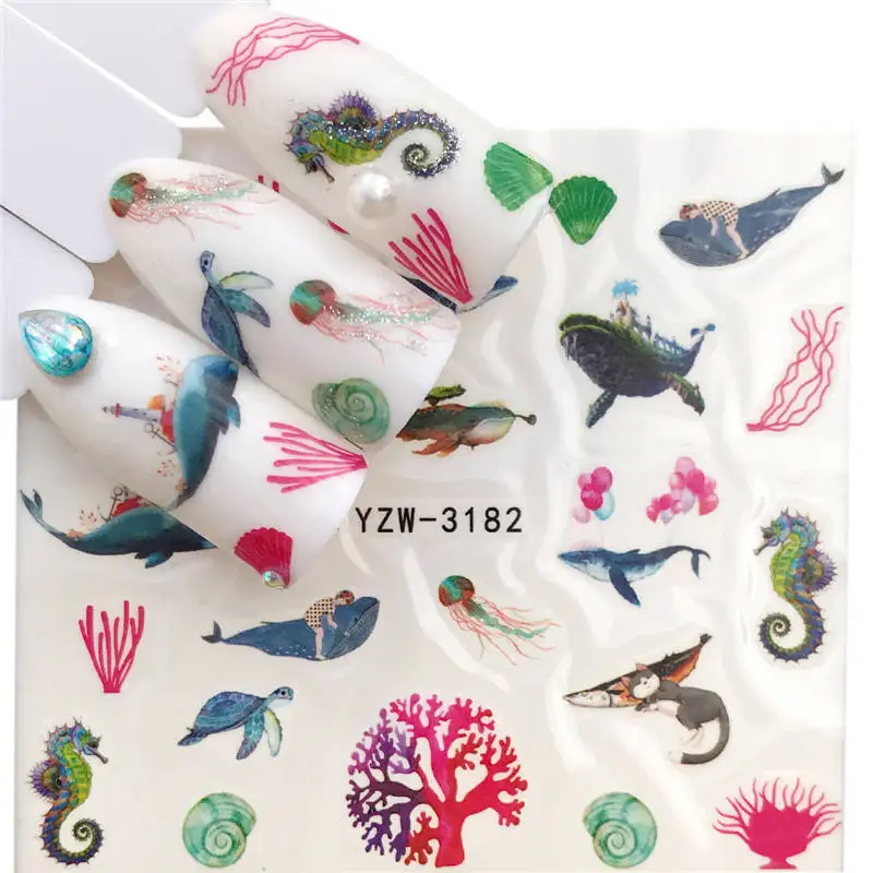 1 лист золотой рыбки водная переводная наклейка для Ногтей Красочная Осенняя