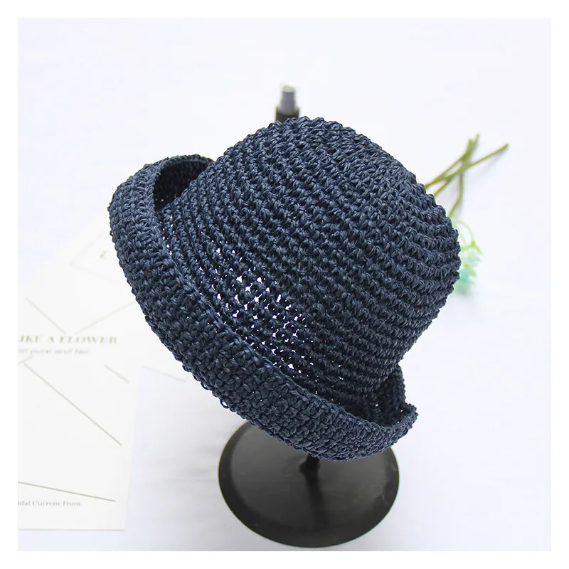 

Hmade Straw Woven Bucket Hat Curved Brim Straw Hat Big Brim Sun Hat Outdoor