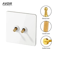 avoir led toggle switch usb wall socket white stainless steel panel retro light switch dimmer fan speed switch eu french outlets