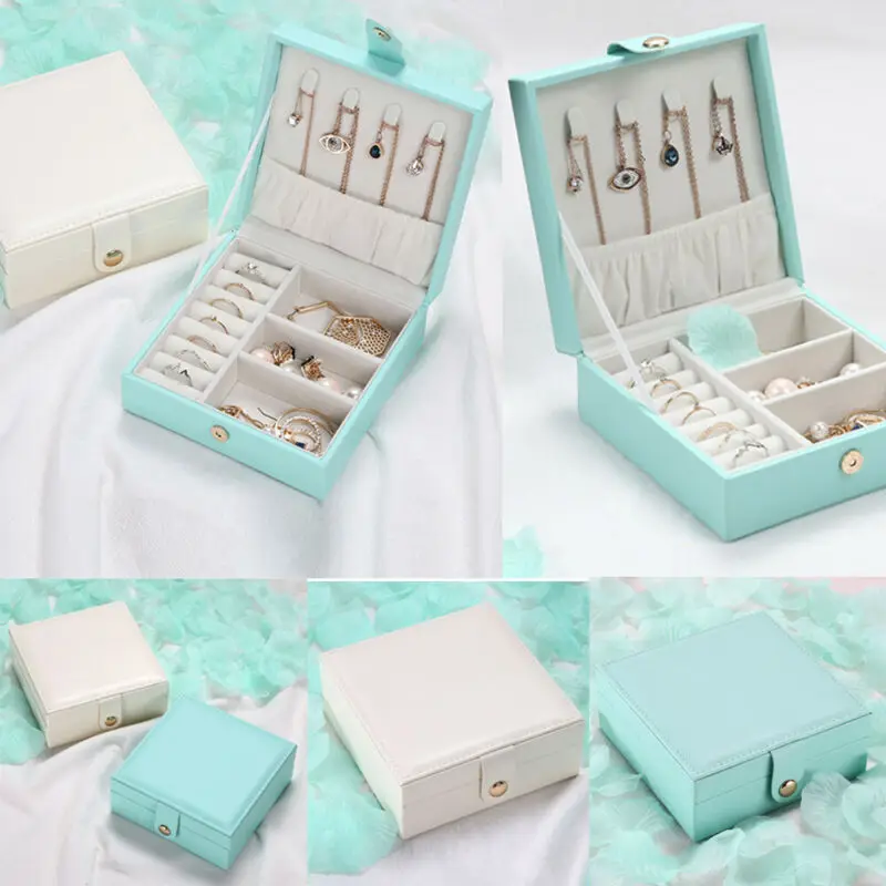 

New Fashion Portable Travel Jewelry Box Organizer Outdoor Leather Ornaments Case Storage
