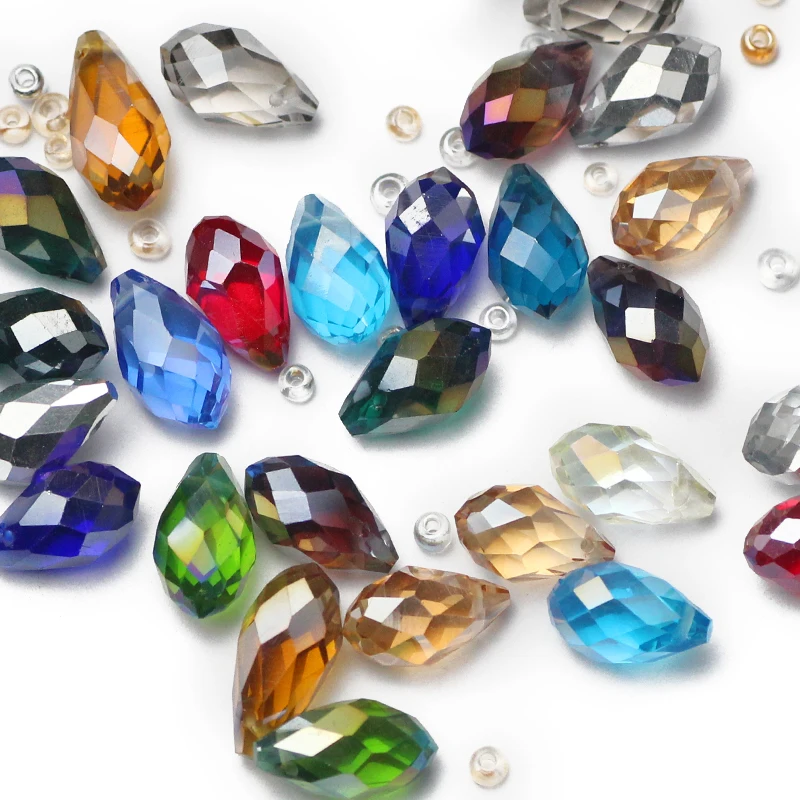 Украшения из австрийского кристалла Briolette Water droplets, в виде капель, 8*13мм, 30шт. Стеклянные подвески для изготовления украшений и браслетов DIY.