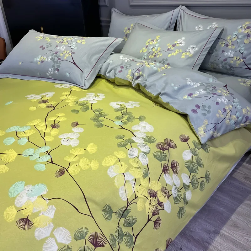 

Light Luxury 100% Cotton Ecological Sanding Bedding Set For Home Linens Duvet Cover Pillowcase Flat Fitted Bed Linen Sheet Cover