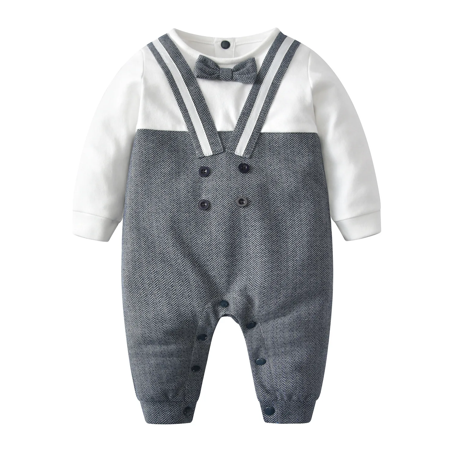 

2021 Autumn Baby Long-sleeved Gentleman Jumpsuit Male Baby Outing One-piece Romper 0-1 Years Old Baby Clothes