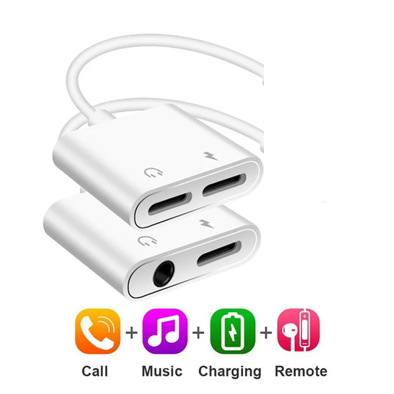 

Audio charging Adapter For iPhone 13 12 Pro X Xs Xsmax XR 7 8 plus iPad Aux Jack for Lightning 3.5mm to Headphone splitter Ios