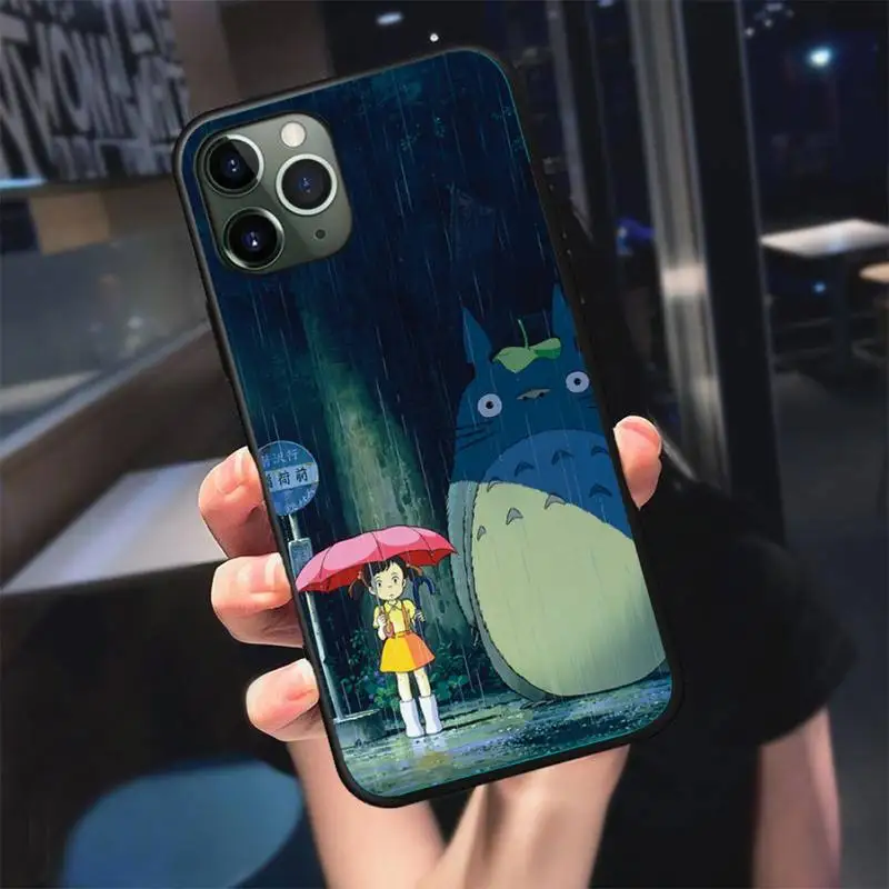 

Anime totoro Phone Case For Black-Iphone 5 5s se 6 6s 7 8 11 12 X Xs Xr Pro Plus Max Mini Cover