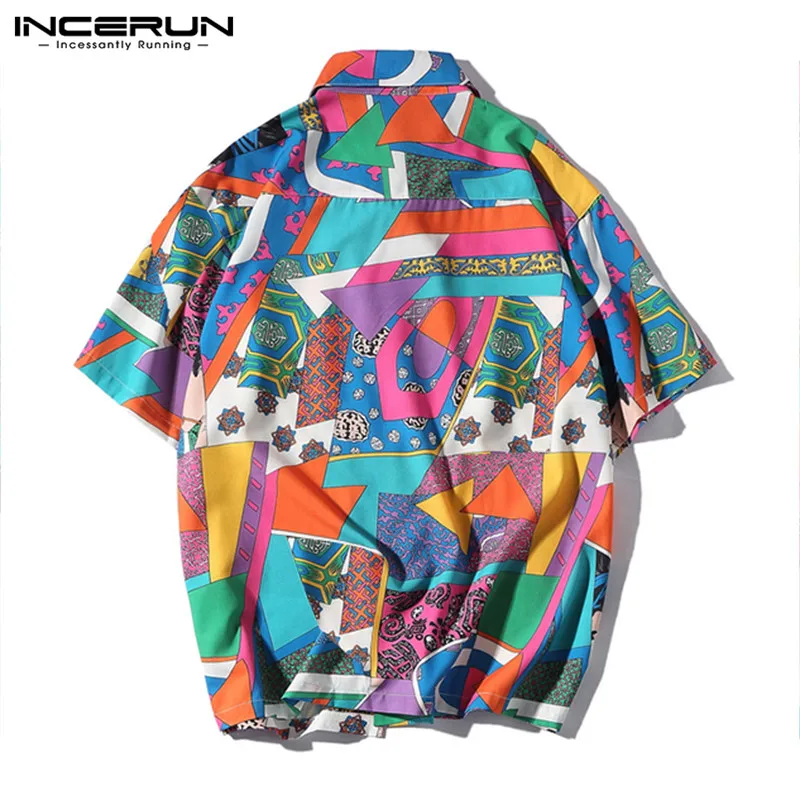Модная мужская рубашка INCERUN с принтом забавная свободная брендовая гавайская