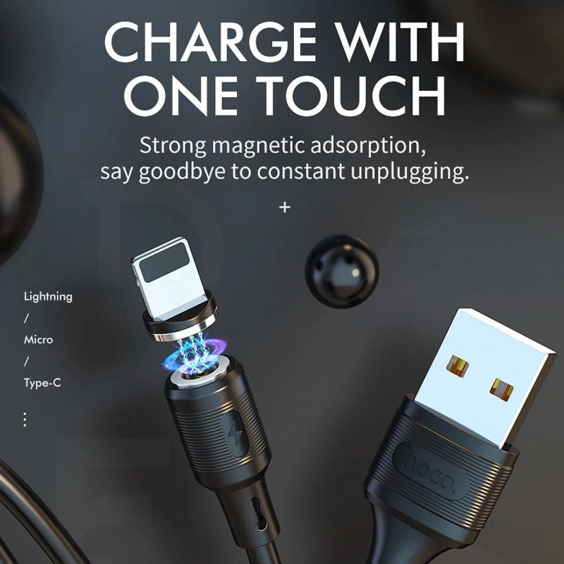 Фото Магнитный зарядный кабель Hoco Micro Type C для Xiaomi 11 Samsung магнитные USB-кабели зарядки iPhone Магнитный зарядный кабель Hoco Micro Type C для Xiaomi 11 Samsung магнитные USB-кабели зарядки iPhone