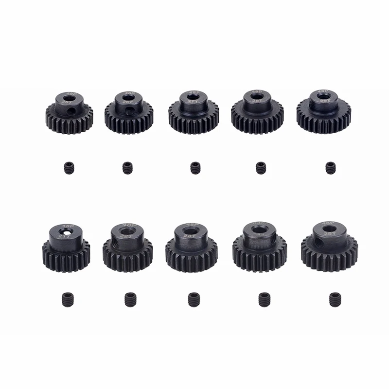 

5PCS 48DP 3.175mm Metal Pinion Motor Gear Set for 1/10 RC Car Motor