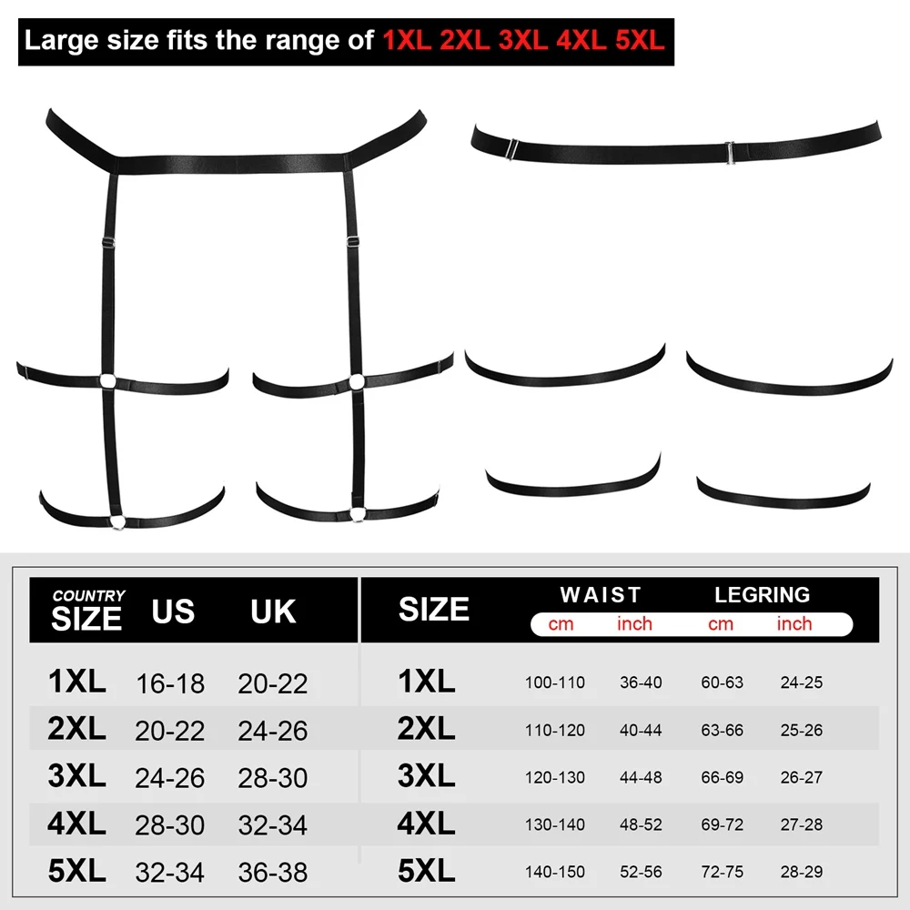 

Black Bondage Stockings Belt Harness Fashion Busty Women's Underwear Sexy Ladies Punk Goth Garters Fetish Plus Size Lingerie