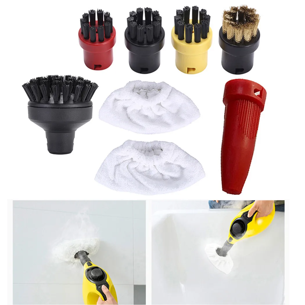 

Power Nozzle Round Brush Mop Cloth Kit For Karcher Steam Cleaner SC1 SC2 SC3 High Quality Bristle Material For Long Life