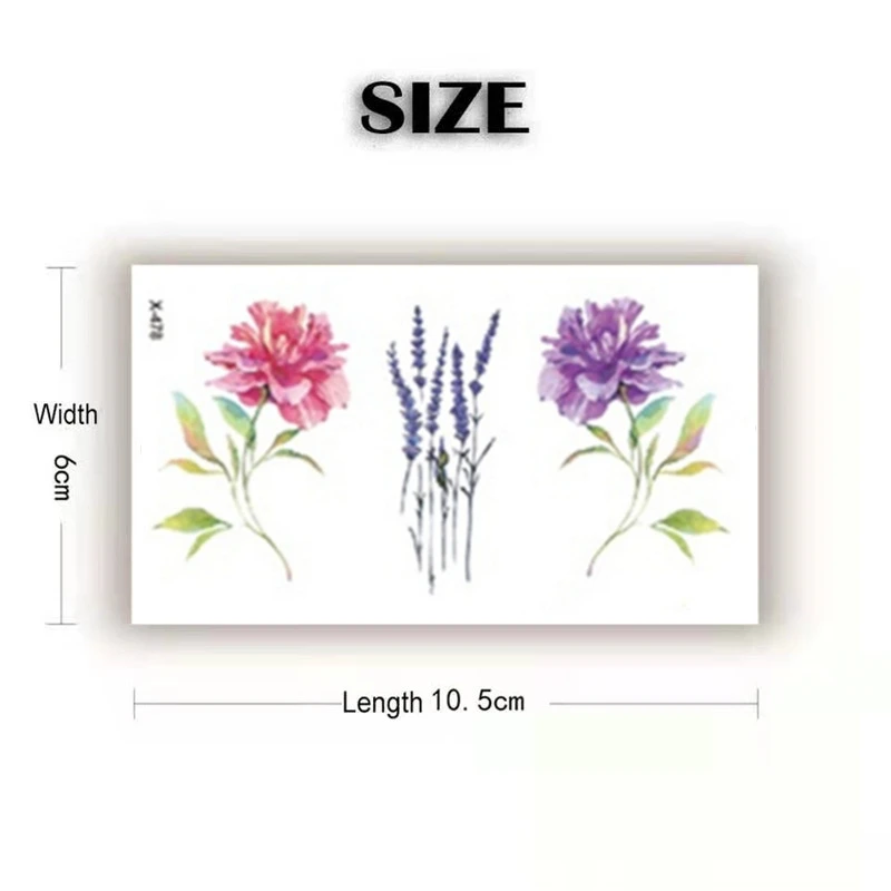 Flower Waterproof Tattoo Stickers Temporary Tattoo For Women Kids Colorful Rose Lotus Sleeve Tribal Totem Foot Art Tattoo Paper