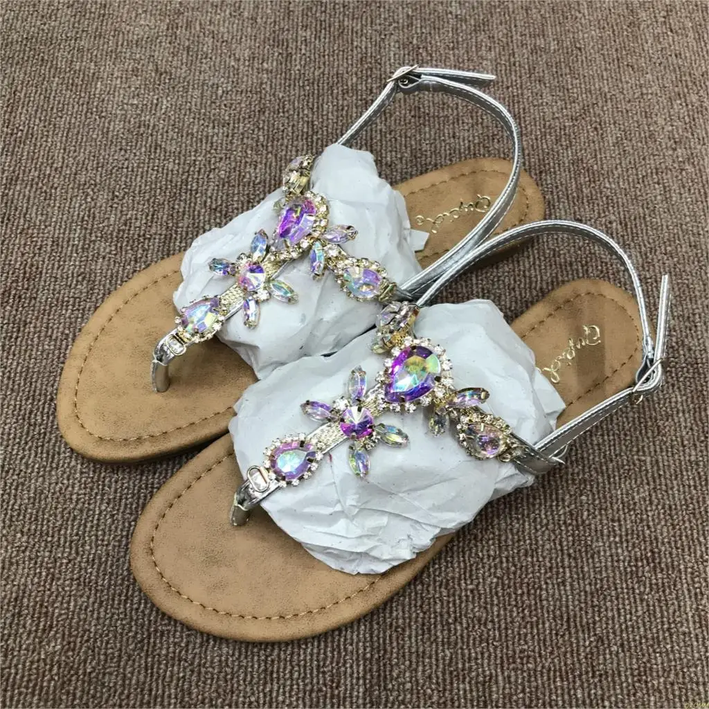

Hot Sale 2020 New Sandals Women Bright Diamond Casual Outdoor Travel Flip Flop Beach Shoes Women Non-slip Durable Slippers