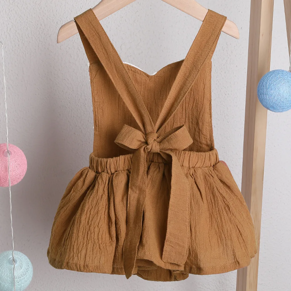 

Newborn Infant Baby Boy Girl Solid Linen Lace Backless Romper Bodysuit Clothes