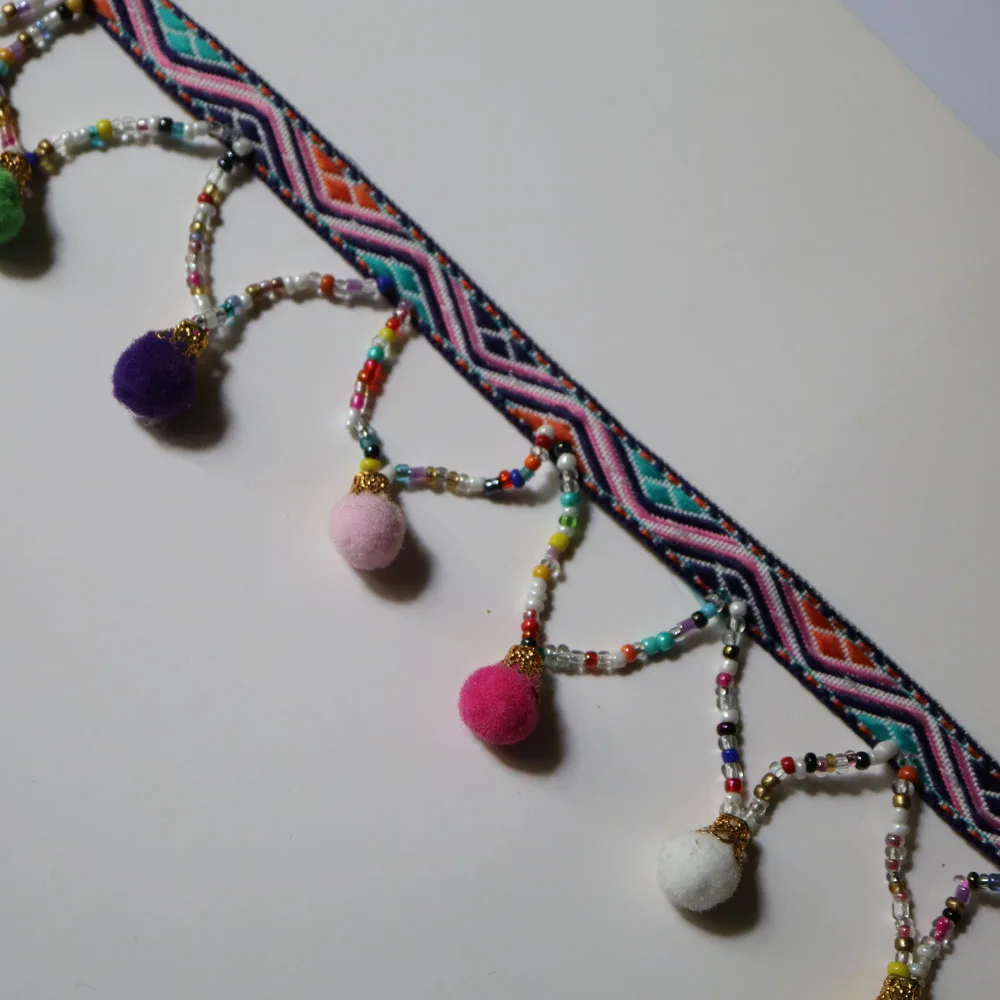 1 ярд народные украшения с бахромой из бисера на заказ для одежды и сумок