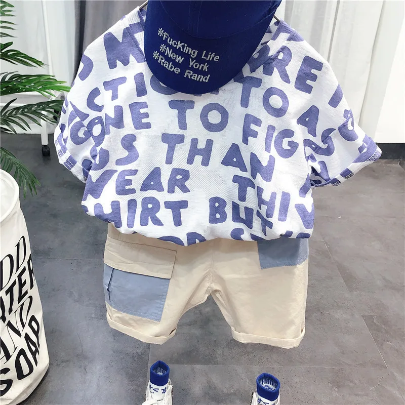 

New Toddler Boys Sets Casual Letter Printing Sports Suits For Boy Kids Clothing Summer Baby Children Sportswear 2 3 4 5 6 Years