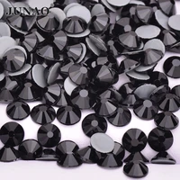 junao ss6 8 10 12 16 20 30 black iron on hotfix glass rhinestones flat back round strass diamond hot fixation crystal stones