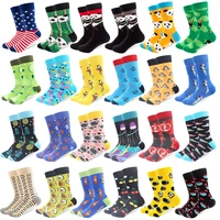 1 pair colorful combed cotton socks fruit pattern long tube happy men socks novelty skateboard crew casual crazy socks