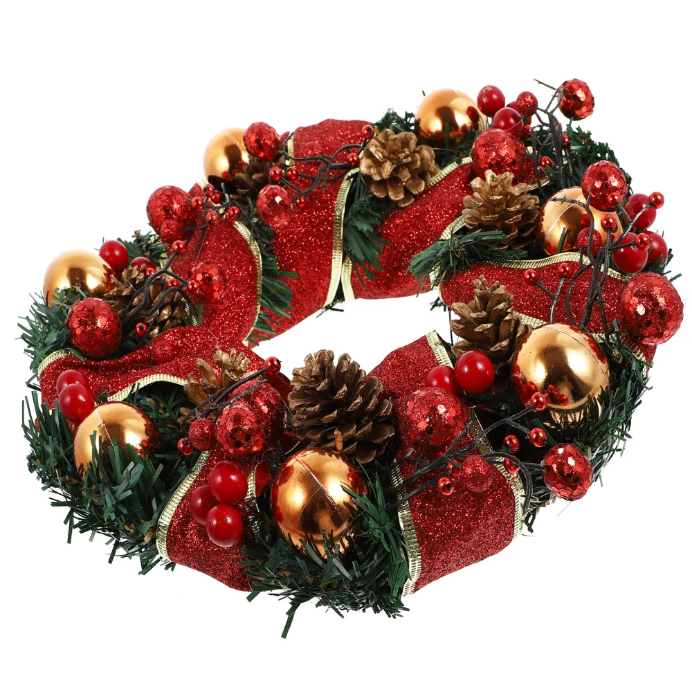 

1pc Christmas Wreath Ornament Artificial Garland Chic Shop Window Decoration